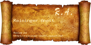 Reininger Anett névjegykártya