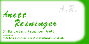 anett reininger business card